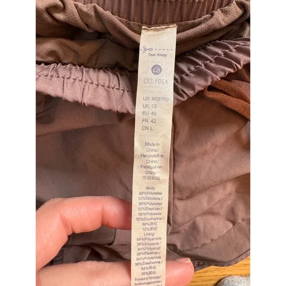 CRZ YOGA Womens Running Shorts Mauve Brown Mesh Trim Zip Pocket Size Medium 8/10 - Picture 3 of 8